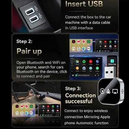 2026 Upgrade 3 in 1 Screen Mirror iOS & Android Phone, wired to wireless Carplay adapter