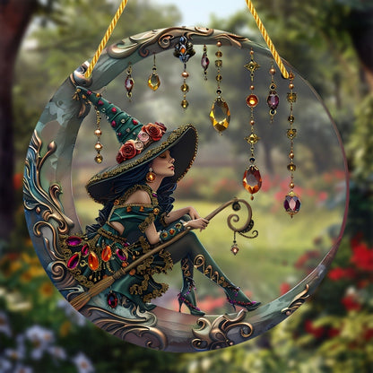 🔥LAST DAY SALE 49% OFF🧙‍♀️Beautiful Witch - Personalized Witch Window Hanging Suncatcher Ornament