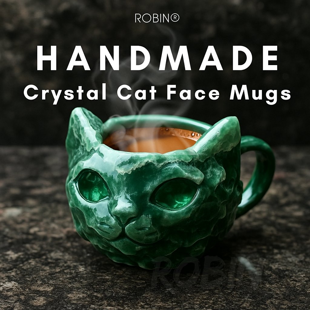 🔥Last Day 50% OFF💎🐱☕NEW Handmade Crystal Cat Face Mugs – Limited Edition