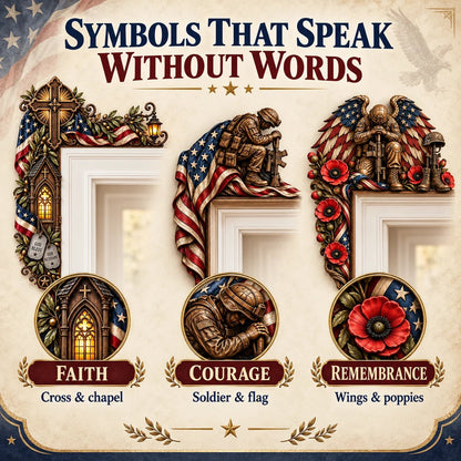 ❤️‍🔥Patriotic American Flag & Cross& Veteran Door Frame Corner Decor