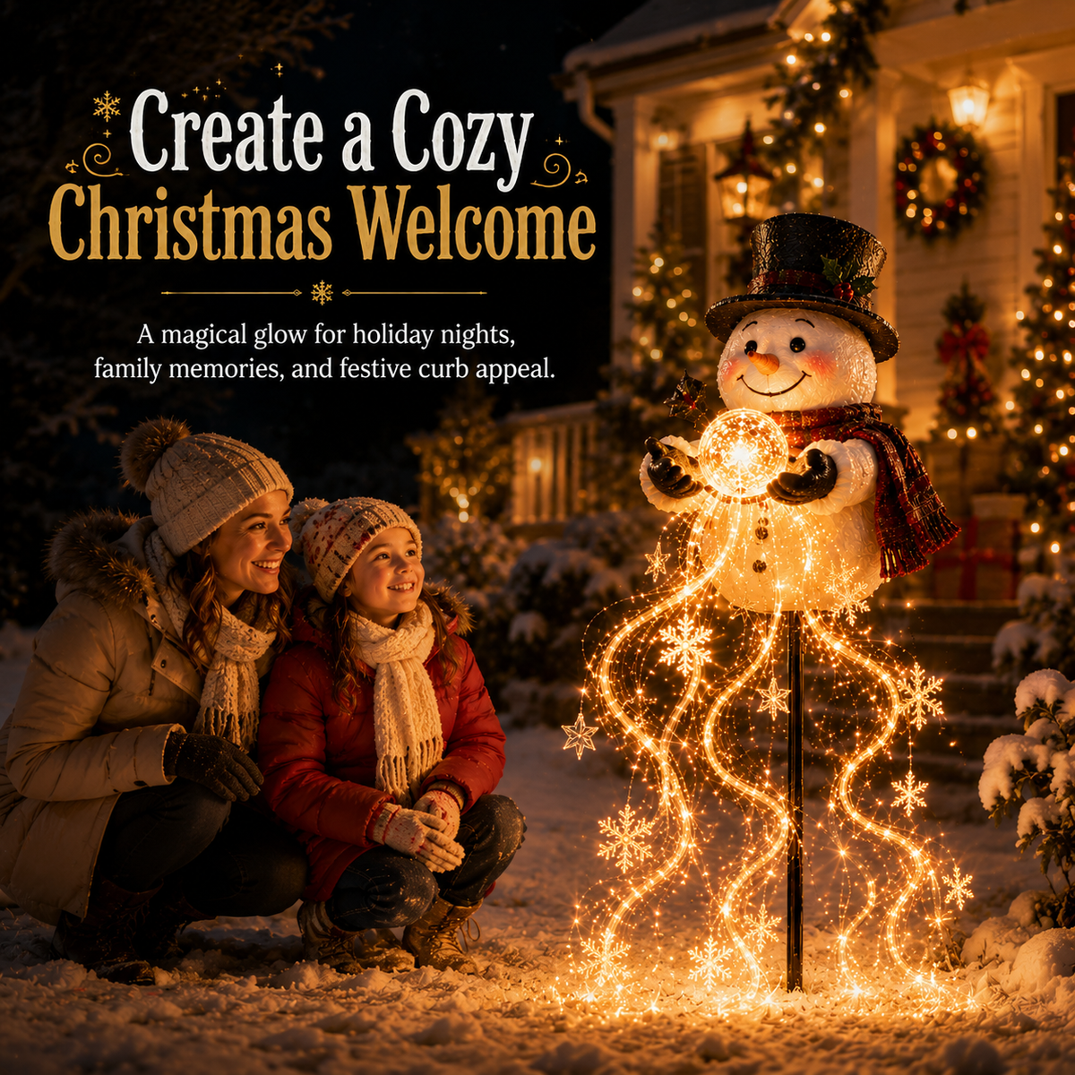 ⛄49% OFF⛄ Snowman Magic Fountain-Flowing Snowflake LED Christmas Garden Light❄️