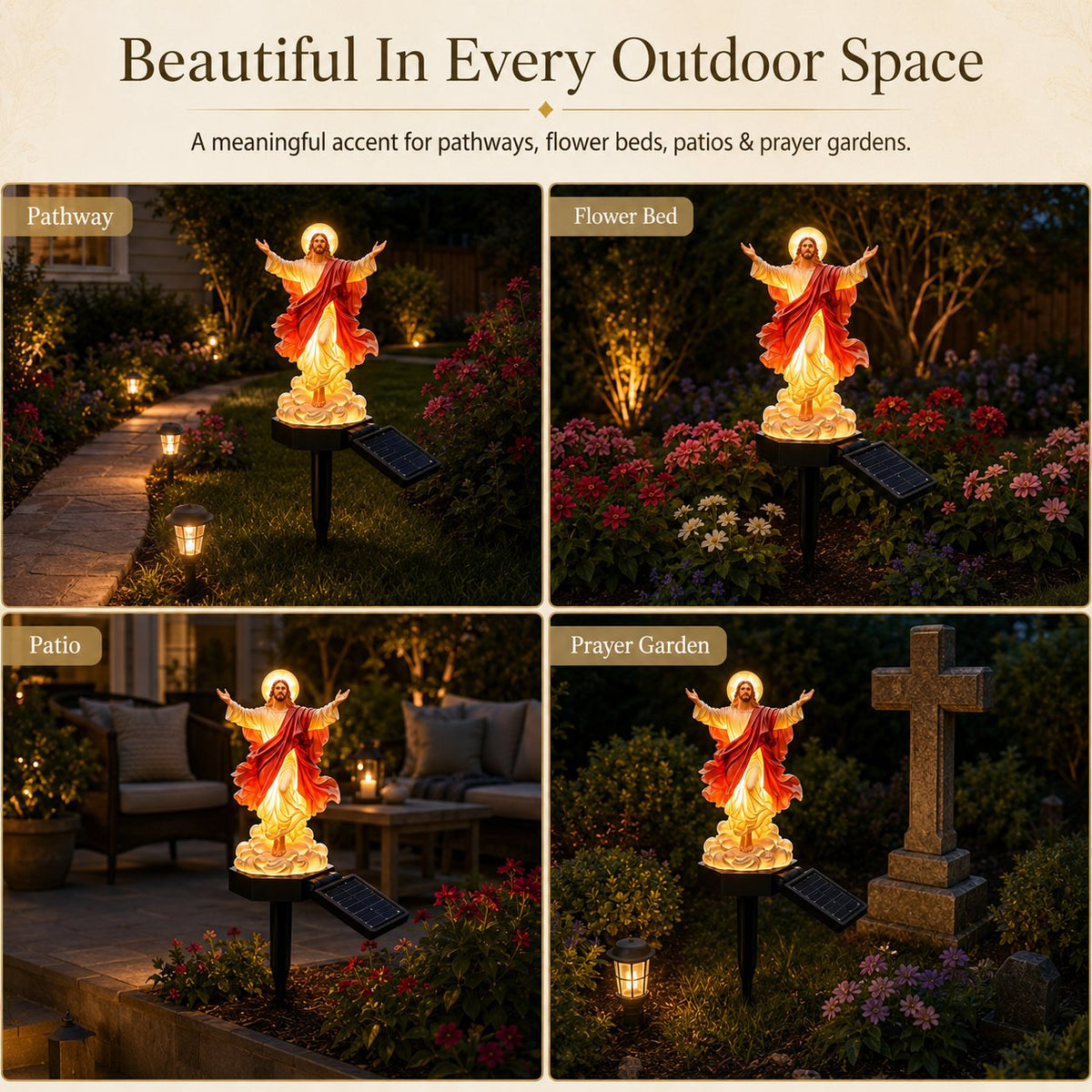 Solar-Powered Illuminated Jesus Garden Statue