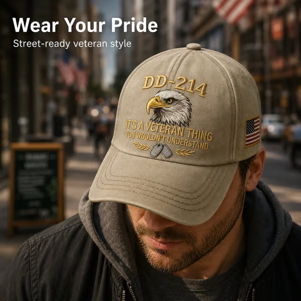 DD-214 Veteran 3D Embroidered Cap - “IT'S A VETERAN THING YOU WOULDN'T UNDERSTAND”🎁