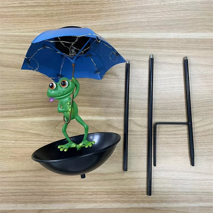 🔥Last Day 49% OFF - 🐦Solar-Powered LED Animal Umbrella Light with Bird Feeder（Frog/Bee/Flamingo）