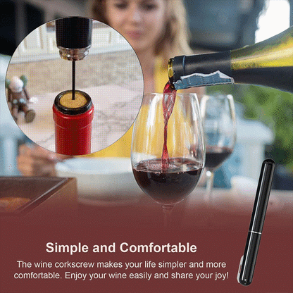 Air pressure wine corkscrew