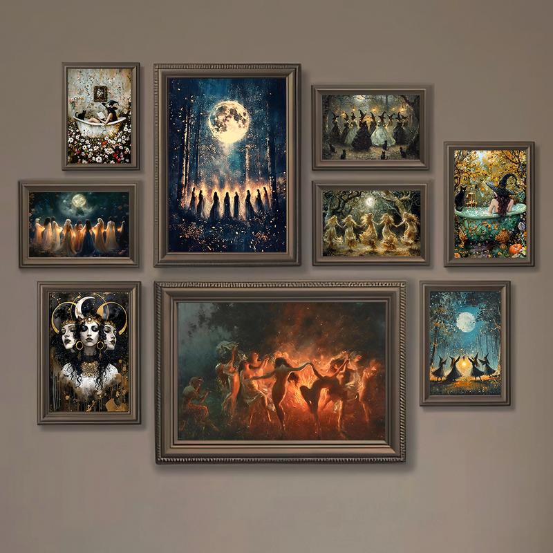 🔥Last Day 50% OFF - 🔮Witches Halloween Wall Art DarkGothic Decor for Home Library