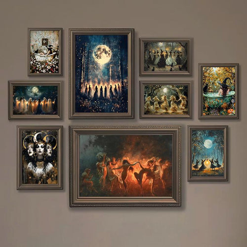 🔥Last Day 50% OFF - 🔮Witches Halloween Wall Art DarkGothic Decor for Home Library
