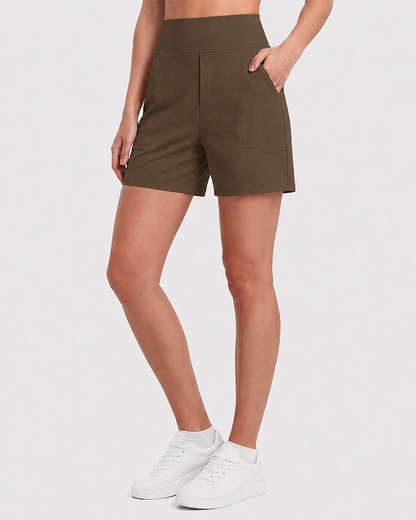 Women's High-Waisted Athletic Bermuda Shorts with Pockets – Running, Yoga, Summer Casual Activewear