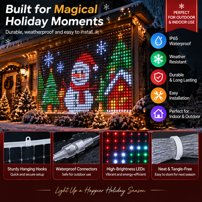 🎄 Smart LED Curtain Lights | App-Controlled Animated Christmas Wall Display ✨