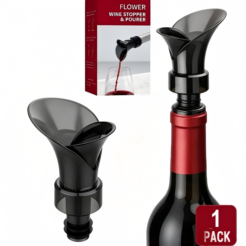 Flower Petal Wine Pourer and Stopper Drip Free Spill Proof