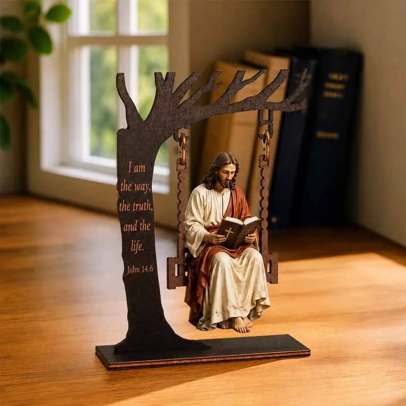 🎁 Christian Jesus Swing Table Decor