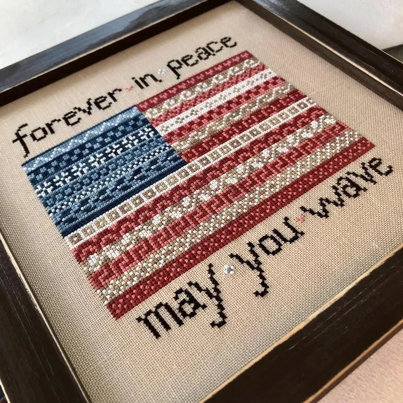 🔥Last Day 49% OFF - 🎆Patriotic American Flag Cross Stitch Kit