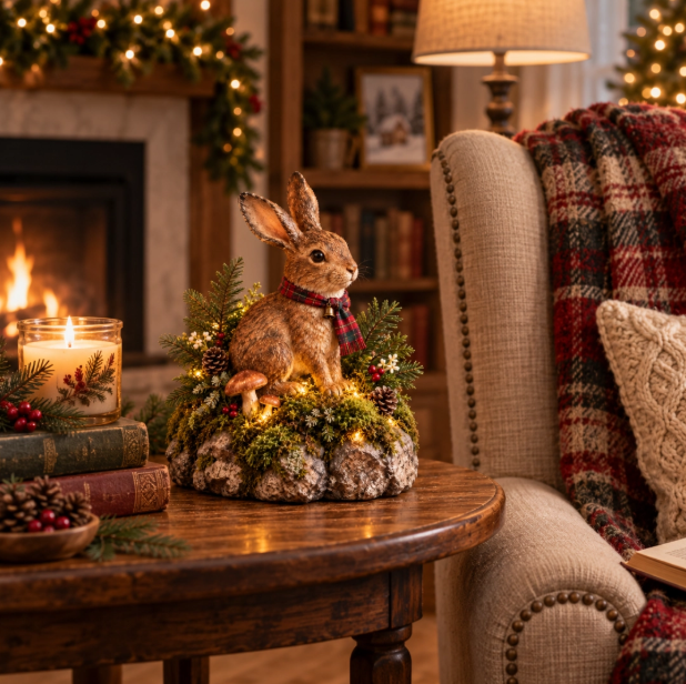 Meet Your New Forest Friend: Lighted Christmas Bunny Statue🐇