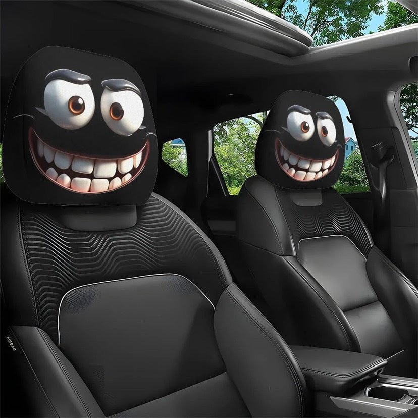 😆 Funny Cartoon Car Headrest Covers – 2PCS Universal Fit 🚗
