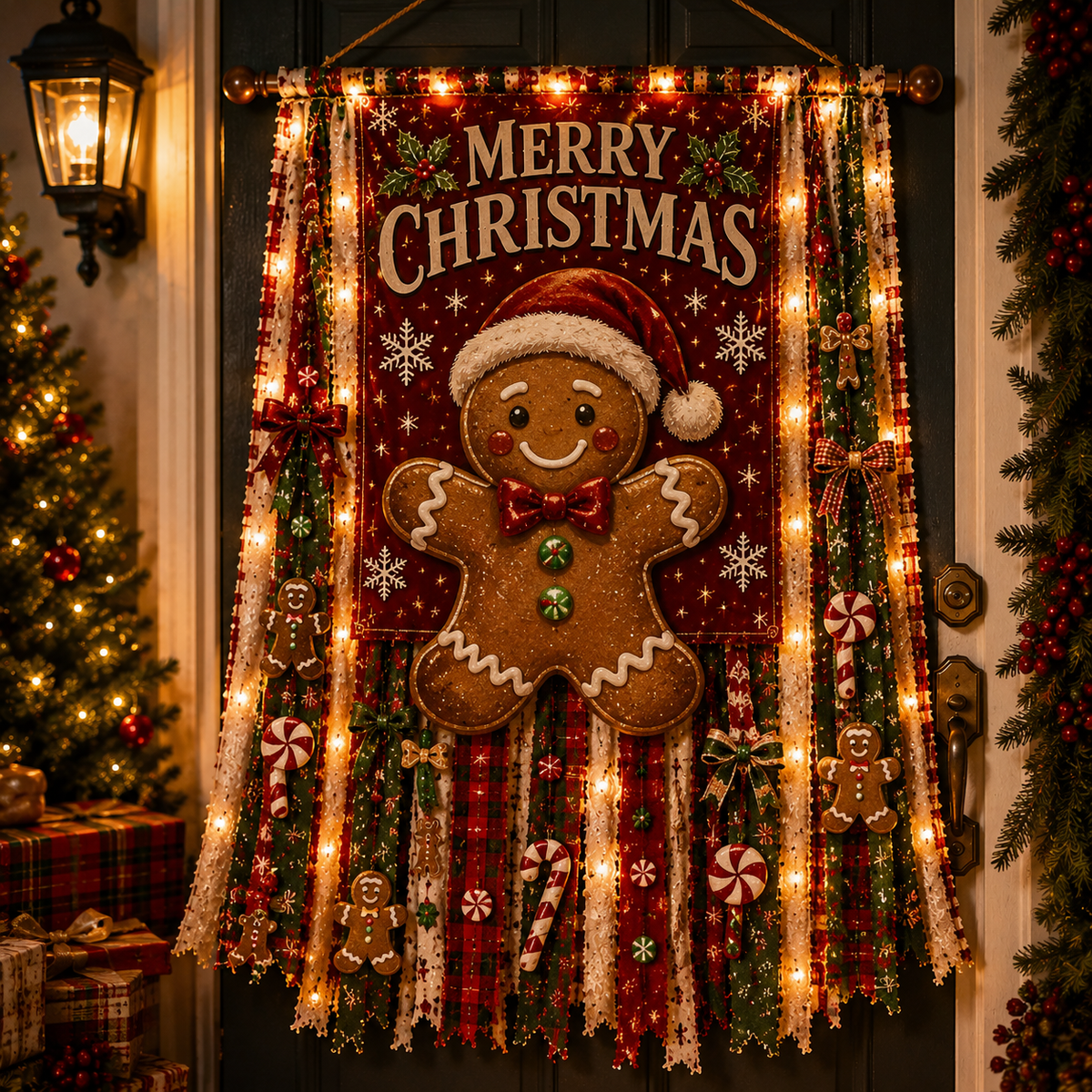 Lighted Christmas Door Hanging 🎄✨ – Festive Holiday Door Decor