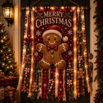 Lighted Christmas Door Hanging 🎄✨ – Festive Holiday Door Decor