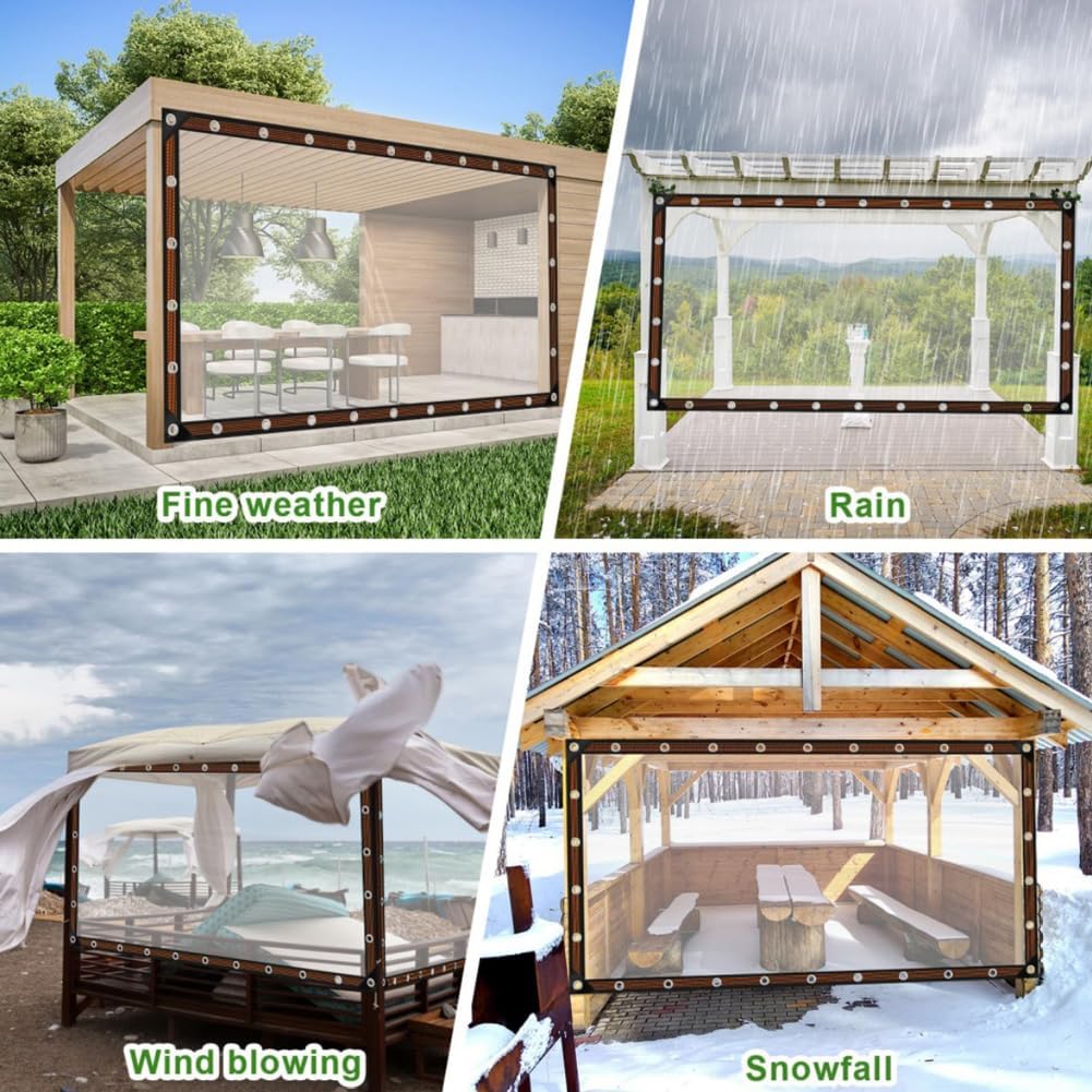 Clear Waterproof PE Tarp, Transparent Outdoor Cover with Metal Grommets🛡️