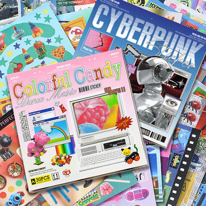 ✨ Retro & Future Sticker Book - Cyberpunk Neon × Dreamcore Fantasy 🌌💖