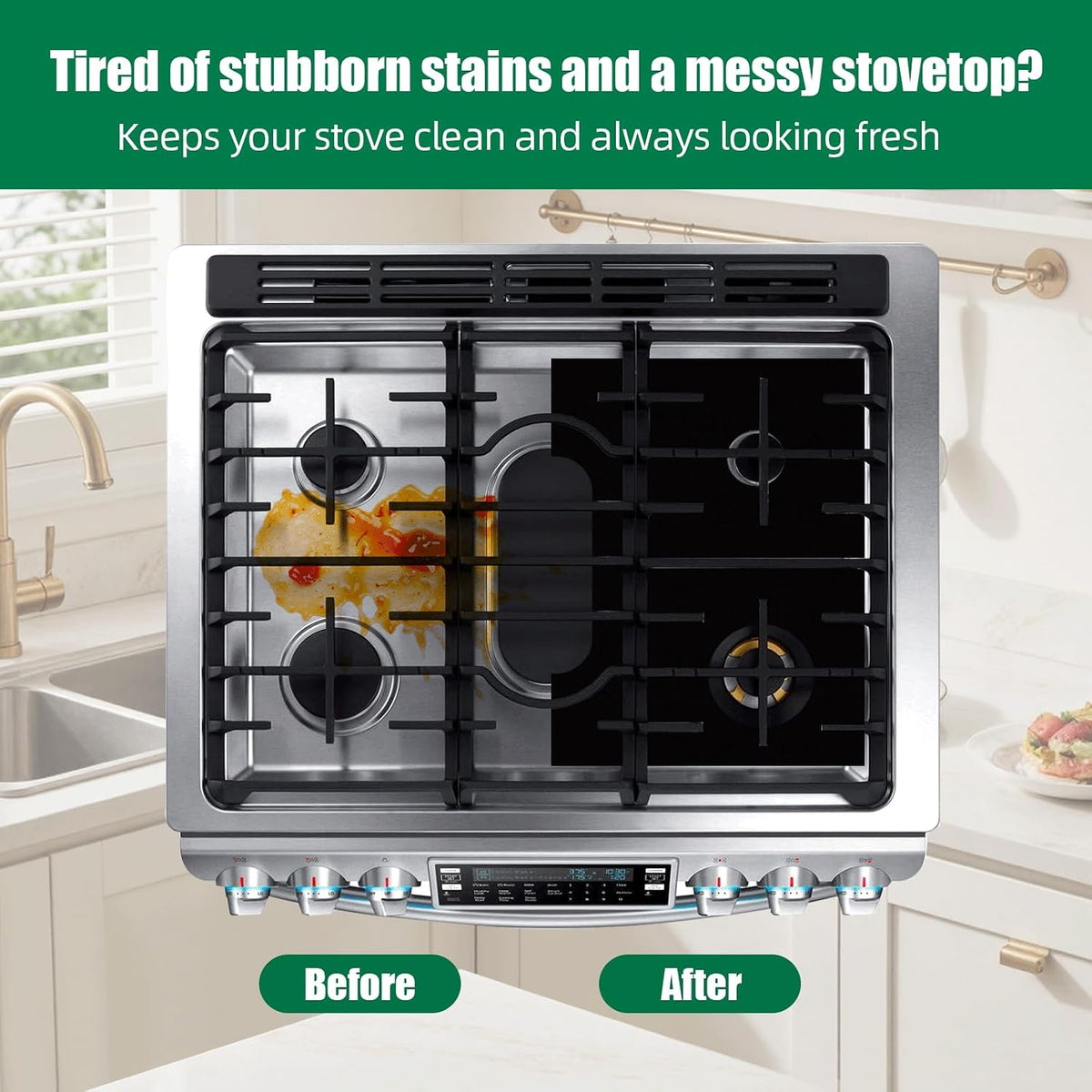 🧽4-Piece Reusable Non-Stick Gas Stove Burner Covers – Heat-Resistant & Washable