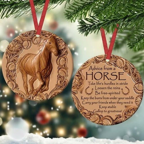 🔥LAST DAY 🐎Handmade Horse Advice Be Free – Circle Ornament