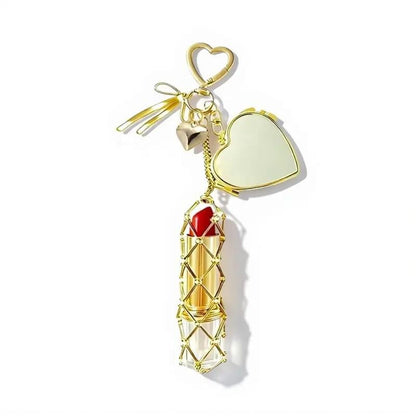 🔥LAST DAY 50% OFF💄Lipstick Holder Keychain with Mirror & Bling Charms