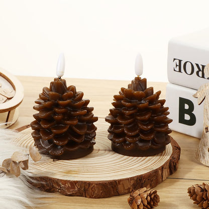 🔥LAST DAY SALE 50% OFF🎄Flameless Pinecone Candles Battery Operated