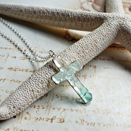 Sea Glass Cross Necklace