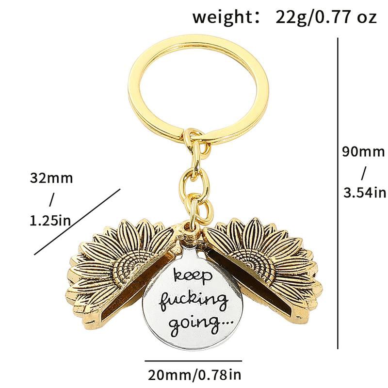 🔥LAST DAY 🌻Sunflower Keychain Inspirational Gifts - Keep Fucking Going Keychain