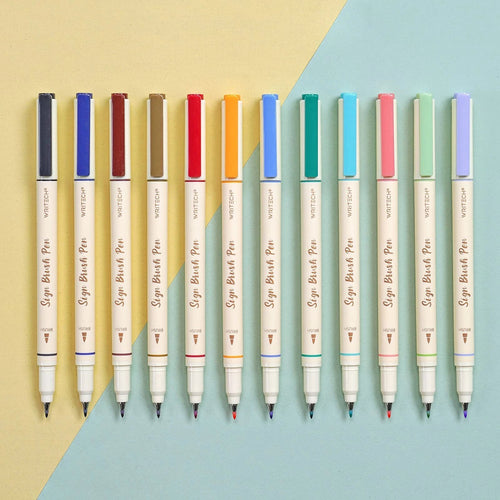 🔥Last Day 50% OFF💝Arts Sign Brush Pen 12 Pastel Colors Water Based Ink Lettering Calligraphy