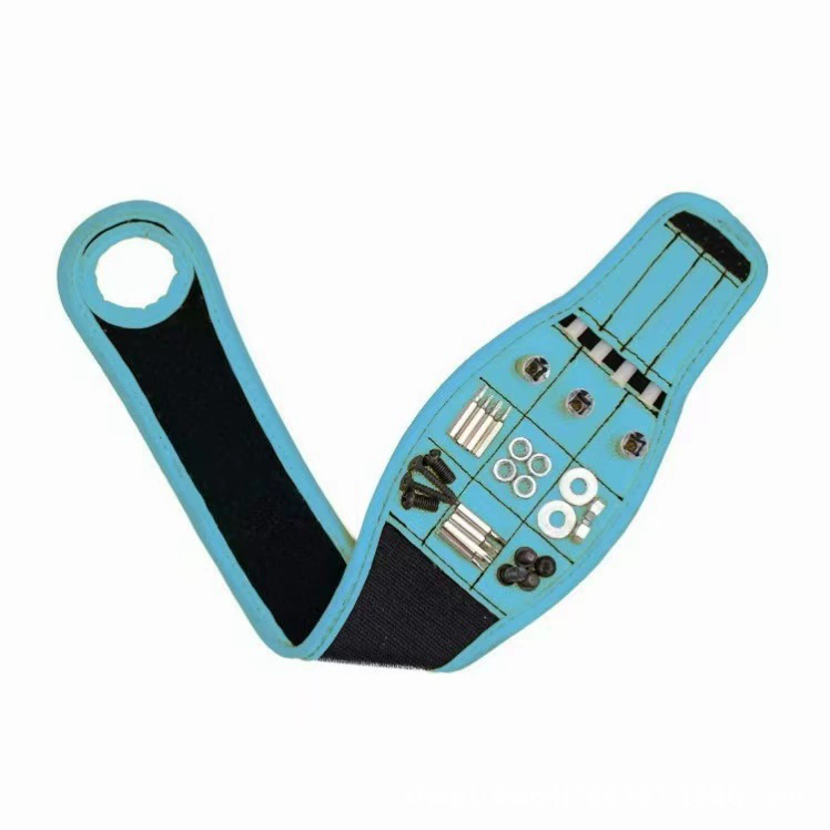 Magnetic Tool Storage Wrist Band with Thumb Wrap Strong Adsorption for Metal Parts