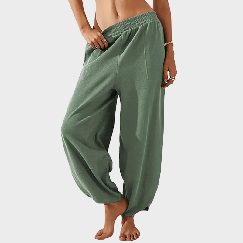 Womens Baggy Wide Leg Pants Casual Elastic Waisted Palazzo Harem Pants with Pockets