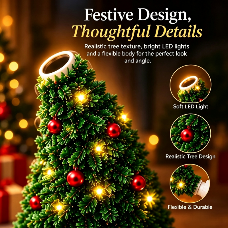 USB Christmas Tree Projector Light, Portable Mini Christmas Projection Lamp, Holiday Decoration Gift