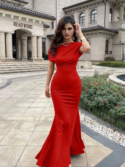 💃WOMEN'S ELEGANT SLEEVELESS OFF SHOULDER BODYCON LONG FORMAL PARTY EVENING DRESS(🔥Same as in the video)