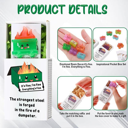 🎁 ✨ Glow-in-the-Dark Mini Dumpster Fire Resin Ornament Set(9 Pcs) – Valentine’s Desk Stress Relief Figurine🔥