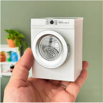 🌀Mini Washing Machine Model - Real Rotating Drum Design, 1:12 Dollhouse Miniature Washing Machine