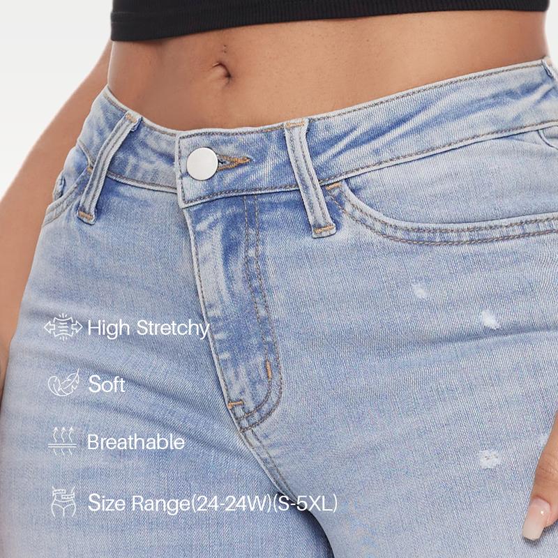 High Rise Vintage Wash High-waisted Top Straight Leg Jeans