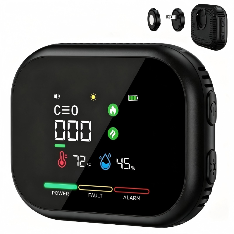 6 in 1 Smart Home Safety Detector for CO Gas Smoke Temperature and Humidity