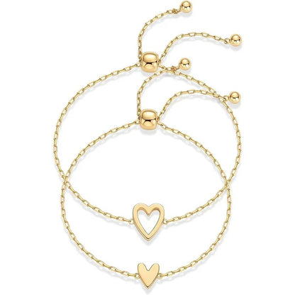 🔥Last Day 50% OFF 💖14K Gold Plated Heart Charm Bracelet Set