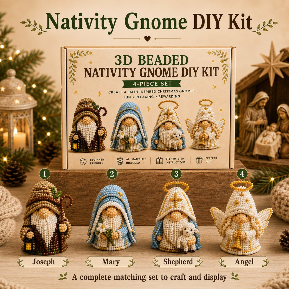 3D Beaded Gnome DIY Kit Collection