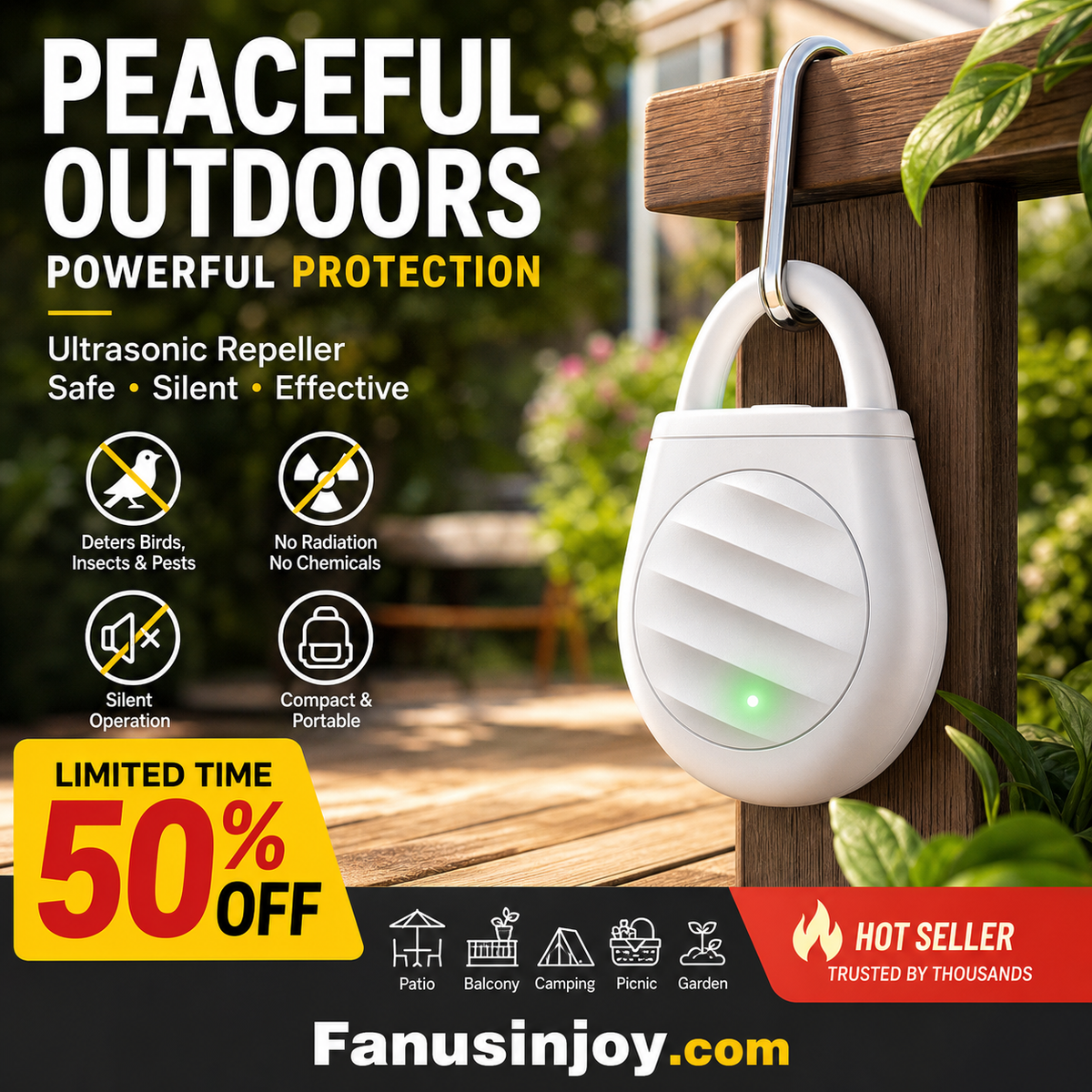 🔥Limited time offer！🐦No more trouble from birds, beasts and locusts！Portable Ultrasonic Bird Repellent Keychain