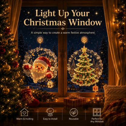 🏅 2026 Best Seller ✨🎄Lighted Christmas Window Decoration with Suction Cup | Warm LED Window Light with Double-Layer Design & Multiple Festive Styles ✨