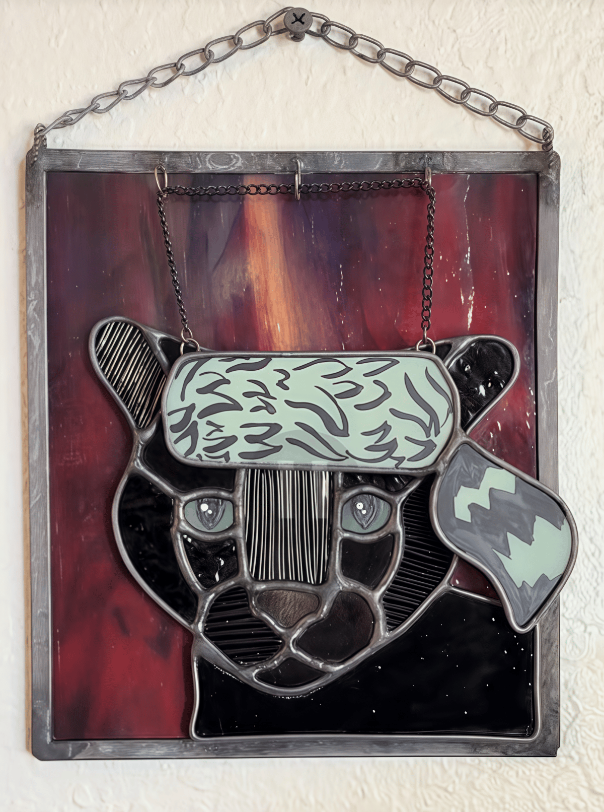 🔥Last Day 49% OFF -  🐆✨Stained Glass Black Cat Suncatcher Window Hanging Decor, Interchangeable Hat Design