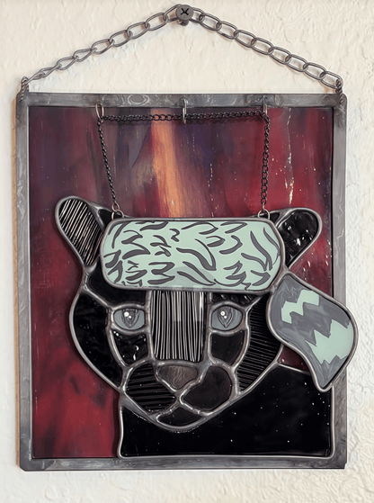 🔥Last Day 49% OFF -  🐆✨Stained Glass Black Cat Suncatcher Window Hanging Decor, Interchangeable Hat Design