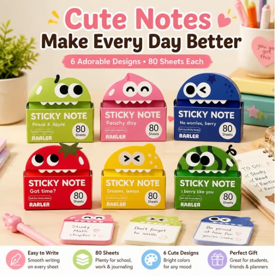 🔥Last Day 50% OFF - 👾Cute Monster Memo Notes | Pull-Out Sticky Note Pad with 80 Easy-Peel Sheets