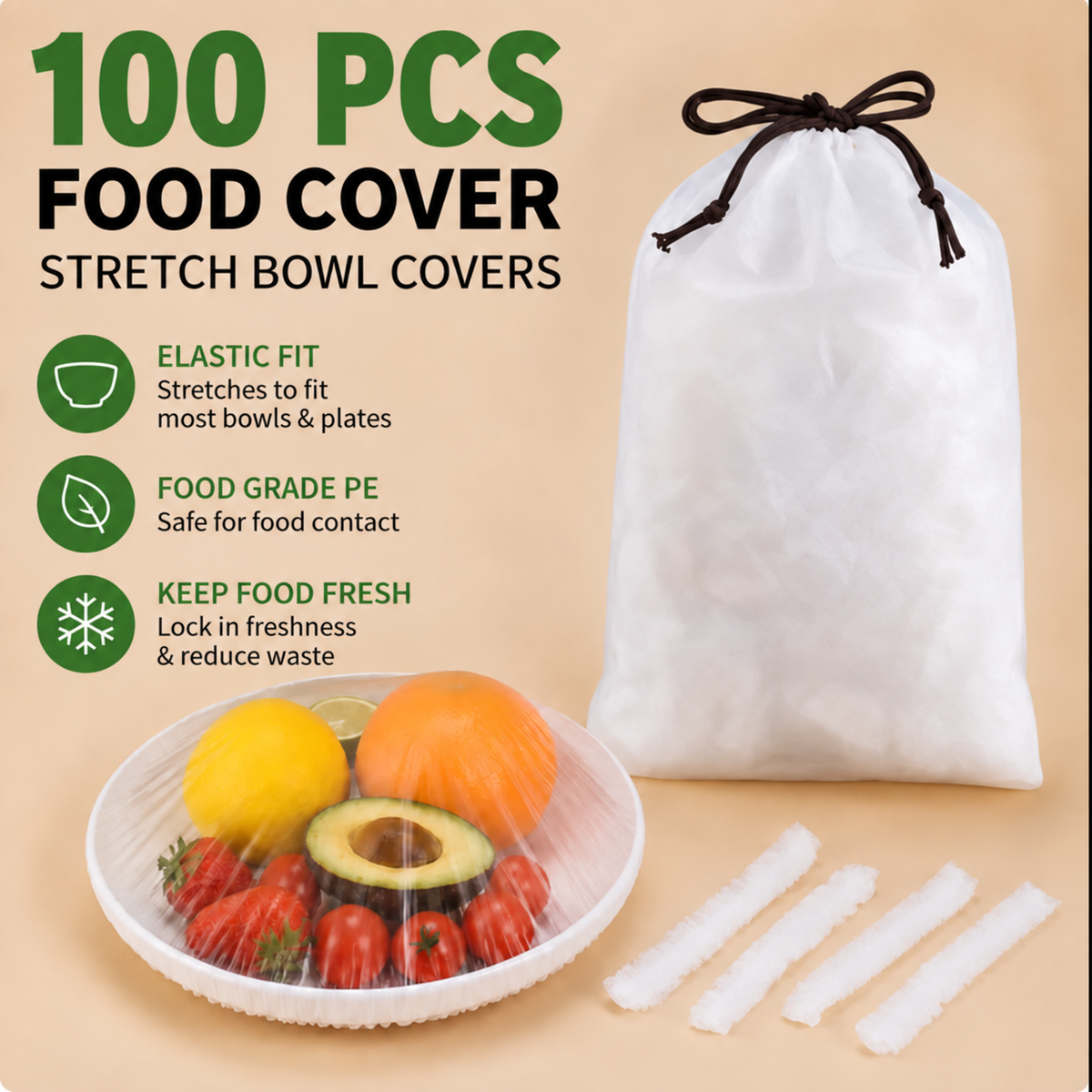 🔥Hot sale-100PCS Disposable Stretch Food Covers for Bowls & Plates🥡