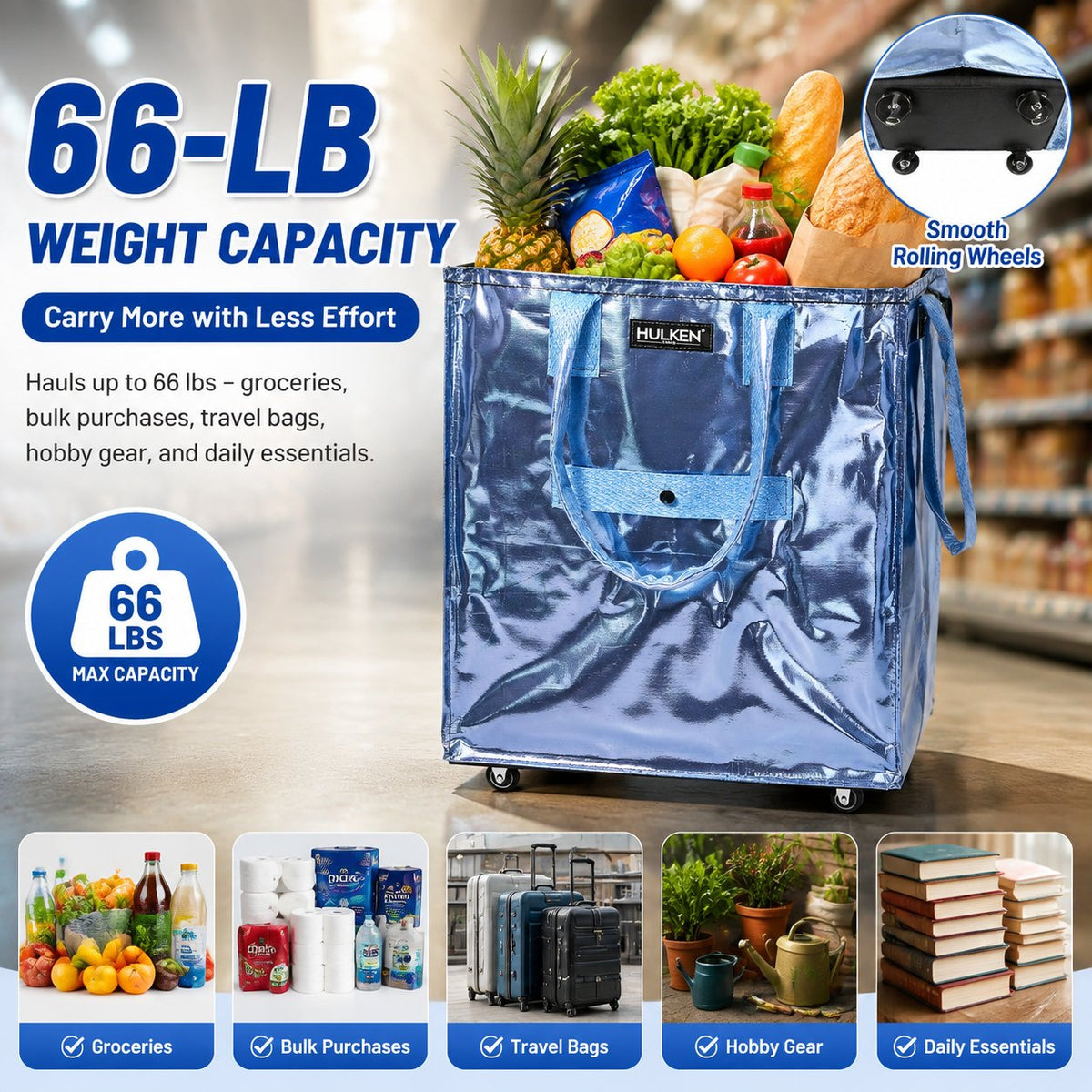 🏆1 Bestselling🏆Large Rolling Tote Bag with Tonal Straps