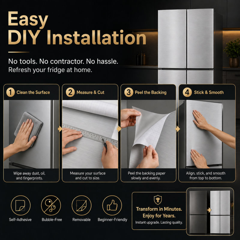 🔥 HOT SALE 50% OFF 🏠Self-Adhesive Brushed Metal Refrigerator Sticker