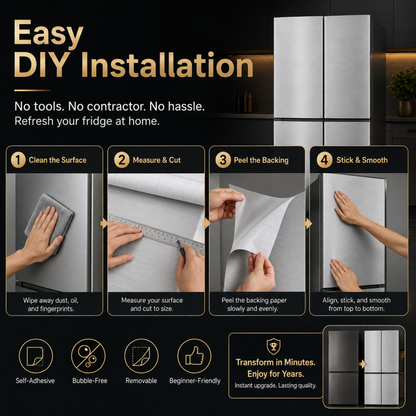 🔥 HOT SALE 50% OFF 🏠Self-Adhesive Brushed Metal Refrigerator Sticker