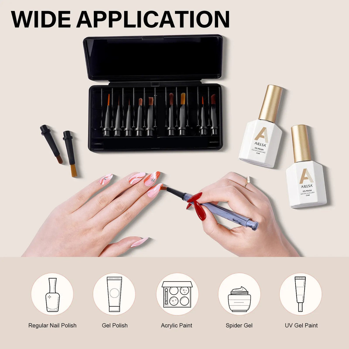 🎨 Aillsa Nail Art Brush Set ✨｜DIY Manicure Fun with 12 Replaceable Tips