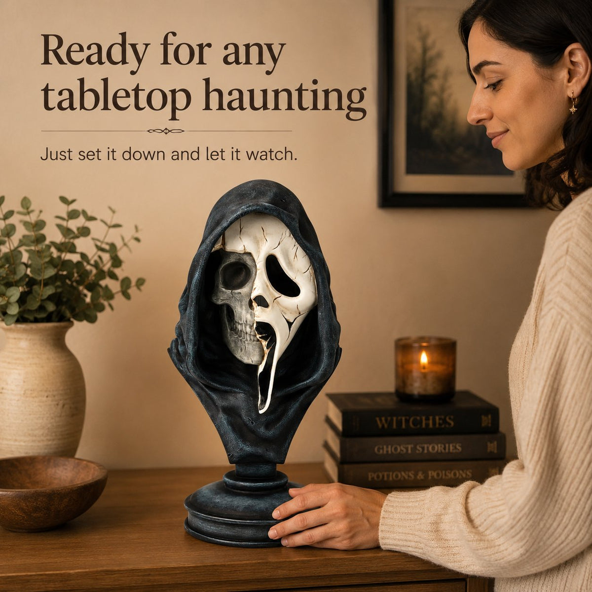 💀 Ghost Face Skeleton Bust Statue